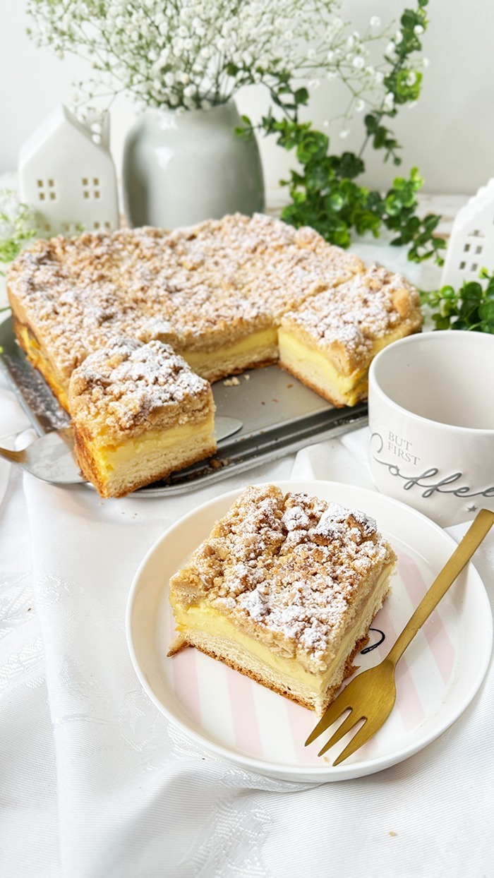Streuselkuchen mit Pudding nach Omas bestes Rezept