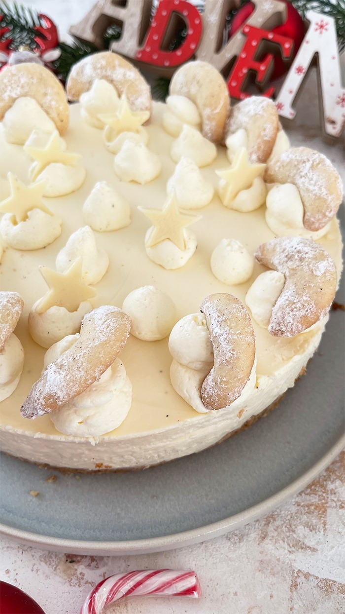 Vanillekipferl Cheesecake ohne Backen Rezept