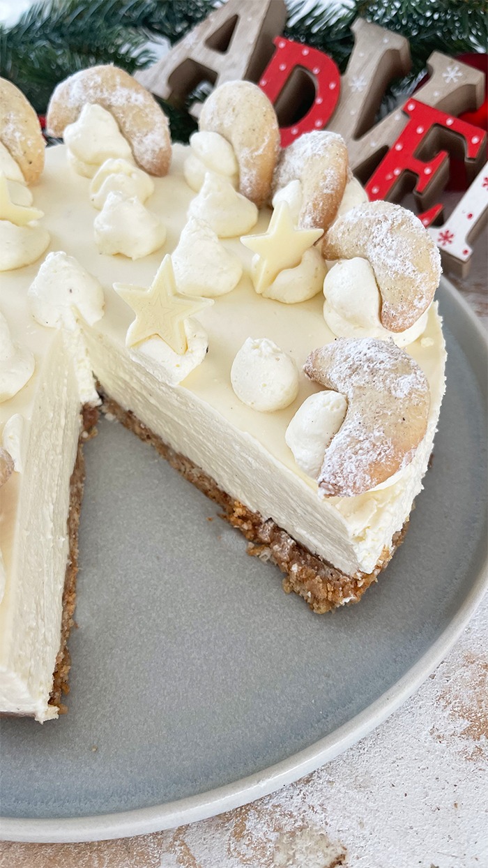 Vanillekipferl Cheesecake ohne Backen Rezept 