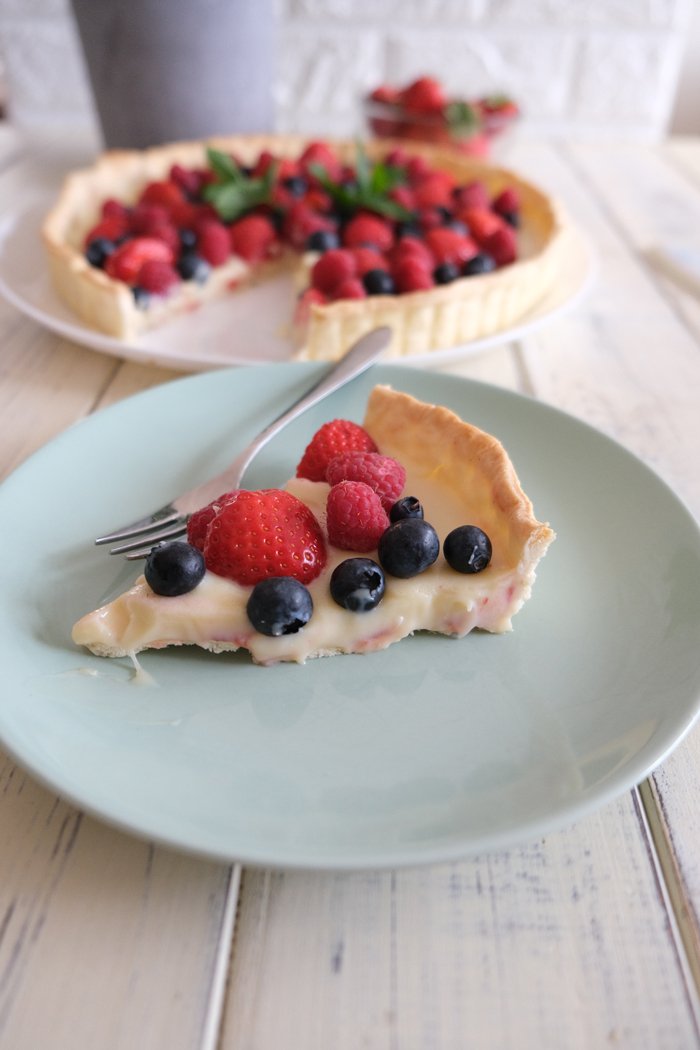 Super leckere Waldbeeren Tarte mit weißer Schokolade Super leckere Waldbeeren Tarte mit weißer Schokolade