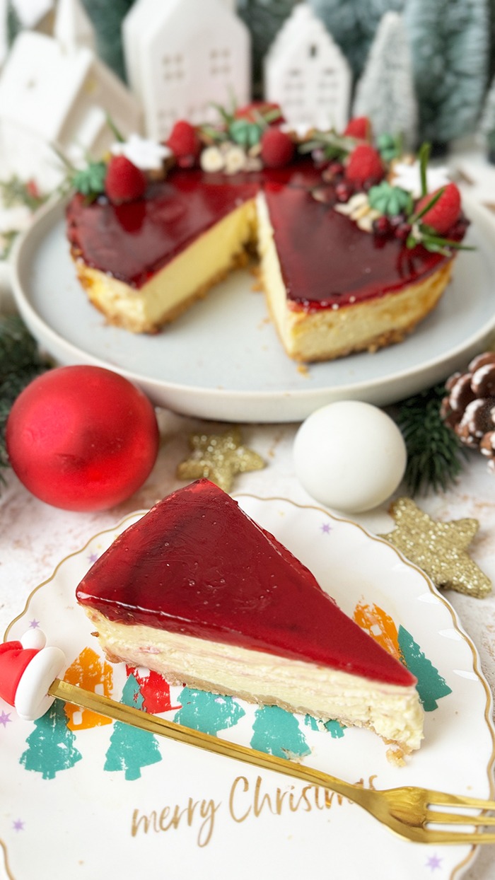 Weihnachtlicher Spekulatius-Käsekuchen mit Glühwein-Glasur